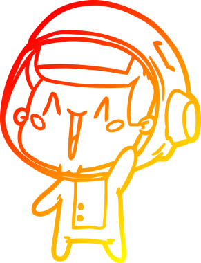 Bir insan tarafından çizilen mutlu bir astronotun sıcak çizgi çizimi