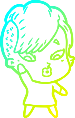 Bir karikatür çizimi, bir insan tarafından çizilmiş bir kızı şaşırttı.