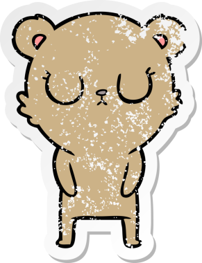 Bir insan tarafından çizilmiş barışçıl bir ayının sıkıntılı çıkartması.