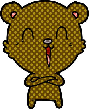 Bir insan tarafından çizilmiş mutlu çizgi film ayısı.