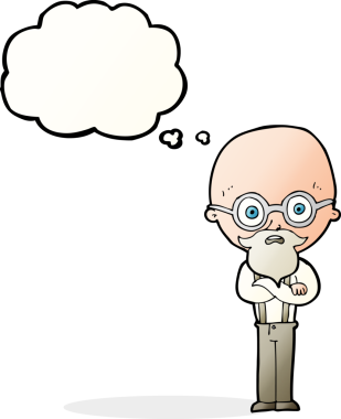 Bir insan tarafından çizilen düşünce baloncuğuyla yaşlı bir adamı sinirlendiren çizgi film.