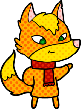 Bir insan tarafından çizilmiş tilki çizgi film karakteri