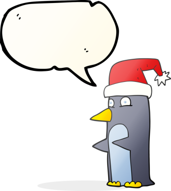 Bir insan tarafından çizilmiş serbest konuşma balonu karikatürü Noel pengueni