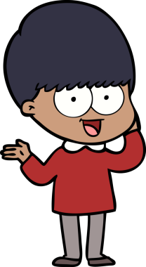 Bir insan tarafından çizilmiş mutlu çizgi film çocuğu.