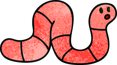 Bir insan tarafından çizilmiş garip bir çizgi film solucanı.