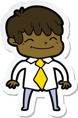 Bir insan tarafından çizilmiş mutlu bir çocuğun çıkartması.