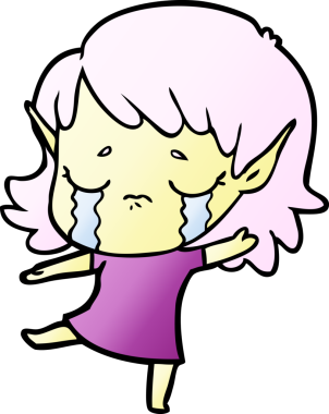 Bir insan tarafından çizilmiş ağlayan elf kızı.