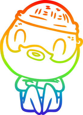 Gökkuşağı gradyan çizgi çizimi bir insan tarafından çizilmiş sakallı bir adamın