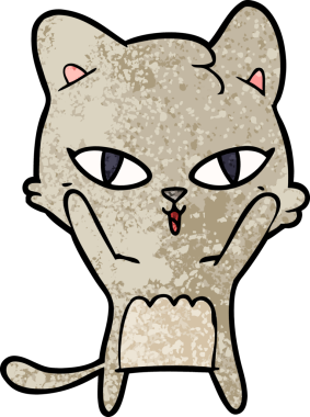 Bir insan tarafından çizilmiş çizgi film kedisi.