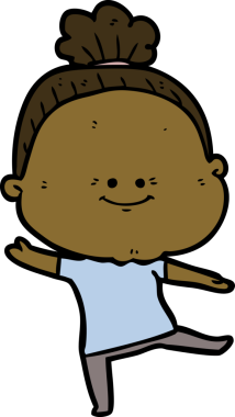 Bir insan tarafından çizilmiş mutlu yaşlı kadın çizgi filmi.