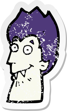 Bir insan tarafından çizilmiş vampir kafasının gerilimli çıkartması.