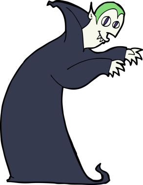 Bir insan tarafından çizilmiş ürkütücü vampir çizgi filmi.