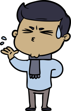 Bir insan tarafından çizilmiş terleyen çizgi film adamı.