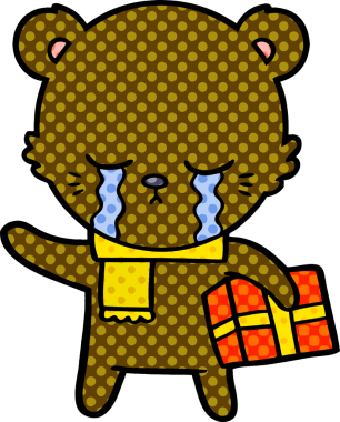 Bir insan tarafından çizilmiş ağlayan çizgi film ayısı.