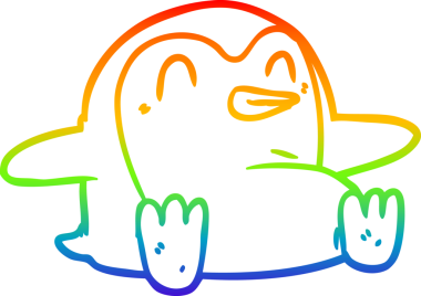 gökkuşağı gradyan çizimi bir insan tarafından çizilmiş bir penguen çizgi