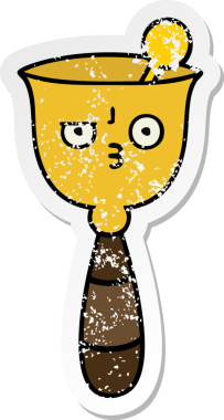 Bir insan tarafından çizilmiş şirin bir okul çanının sıkıntılı çıkartması.