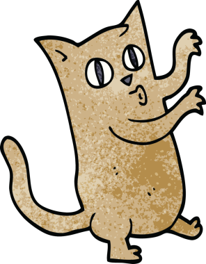 Bir insan tarafından çizilmiş karikatür dans eden kedi.