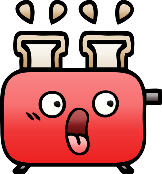Bir insan tarafından çizilmiş tost makinesinin gölgelenmiş karikatürü.