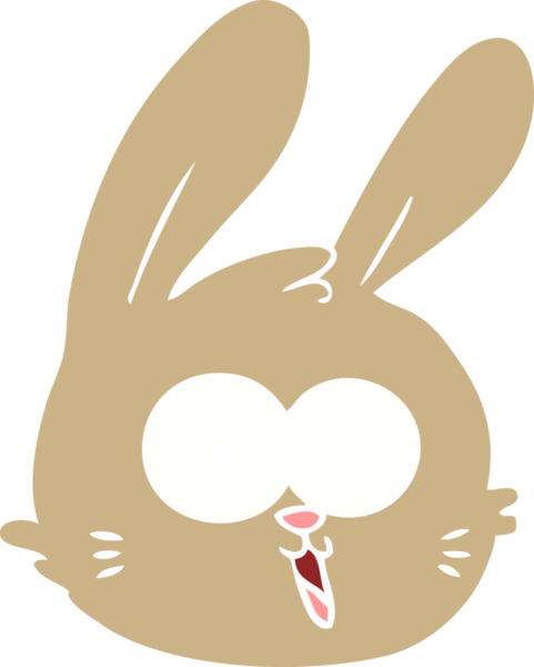 Bir insan tarafından çizilmiş düz renkli tavşan yüzü.