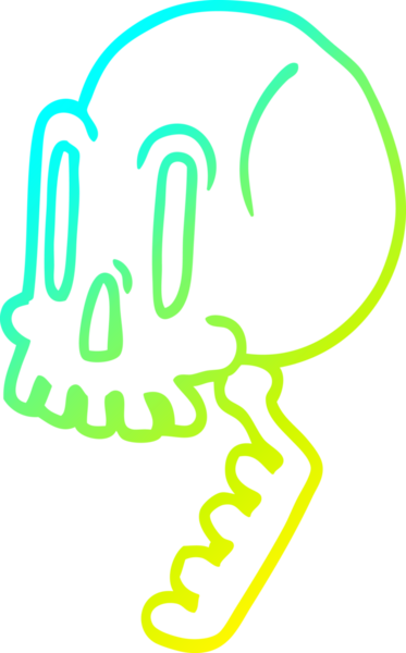 Bir insan tarafından çizilmiş yeşil bir kafatası çizimi.