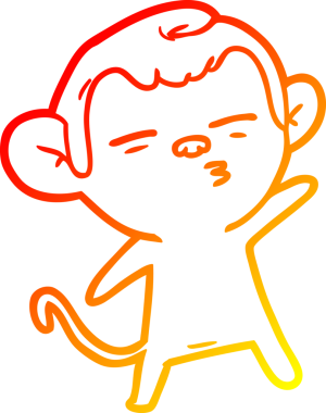 Bir insan tarafından çizilmiş şüpheli bir maymunun sıcak çizgi çizimi