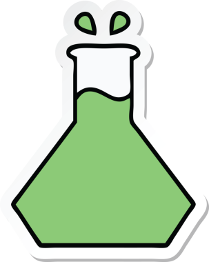 Bir insan tarafından çizilmiş şirin bir karikatür bilim deneyinin çıkartması.