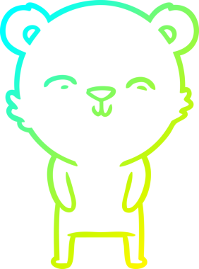 Bir insan tarafından çizilen mutlu çizgi film ayısının soğuk gradyan çizgisi.