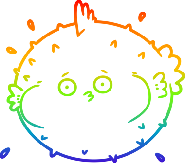 gökkuşağı gradyan çizgi çizimi bir insan tarafından çizilmiş kirpi balığı