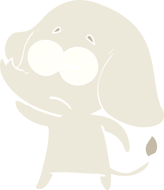 Düz renkli çizgi film. Bir insan tarafından çizilmiş belirsiz fil.