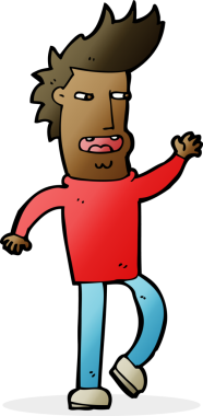 Bir insan tarafından çizilmiş çenesi düşük bir adam çizgi filmi.