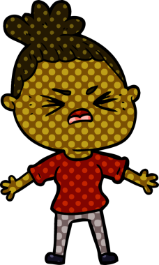 Bir insan tarafından çizilmiş kızgın bir kadın.