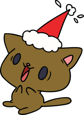 Bir insan tarafından çizilmiş kawaii kedisinin el çizimi karikatürü.