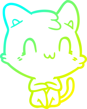 Bir insan tarafından çizilen mutlu çizgi bir kedinin soğuk gradyan çizimi