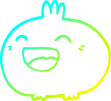 Bir insan tarafından çizilmiş mutlu bir sebze kökü çizgi çizimi.