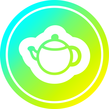 Bir insan tarafından çizilmiş serin gradyan çizgili çay demliği dairesel simgesi