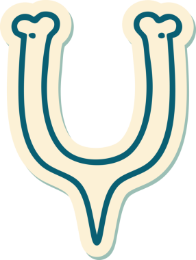 Bir insan tarafından çizilmiş bir dilek kemiğinin geleneksel stiliyle dövme çıkartması.