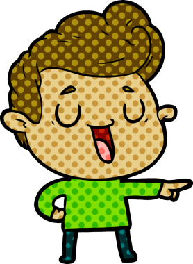 Bir insan tarafından çizilmiş mutlu çizgi film adamı.