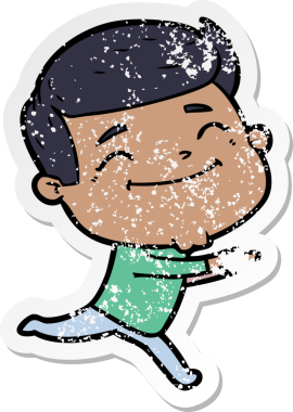 Bir insan tarafından çizilmiş mutlu bir çizgi film karakterinin sıkıntılı çıkartması.