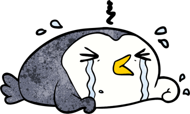 Bir insan tarafından çizilmiş ağlayan penguen çizgi filmi.