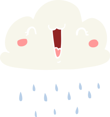 Bir insan tarafından çizilmiş düz renk çizgi film fırtına bulutu