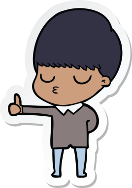 Bir insan tarafından çizilmiş sakin bir çocuğun çıkartması.