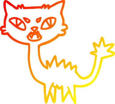 Bir insan tarafından çizilen cadılar bayramı kara kedisinin sıcak çizgi çizimi