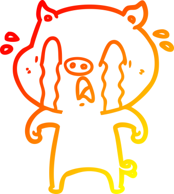 Bir insan tarafından çizilmiş, ağlayan bir domuz çizgi filmi.