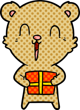 Bir insan tarafından çizilmiş mutlu bir çizgi film ayısı.