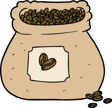 Bir insan tarafından çizilmiş kahve torbası.