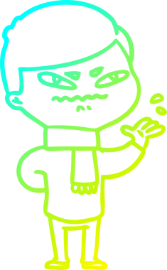 Bir insan tarafından çizilmiş kızgın bir adamın soğuk çizgi çizimi.