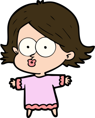 Çizgi film kızı somurtuyor bir insan tarafından