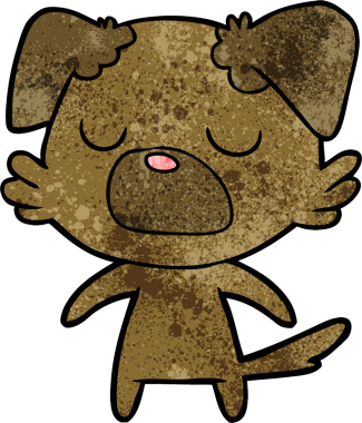 Bir insan tarafından çizilmiş çizgi film köpeği.