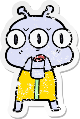 Bir insan tarafından çizilmiş üç gözlü bir karikatür çıkartması.