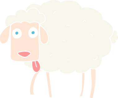 Bir insan tarafından çizilen koyunun düz renk çizimi